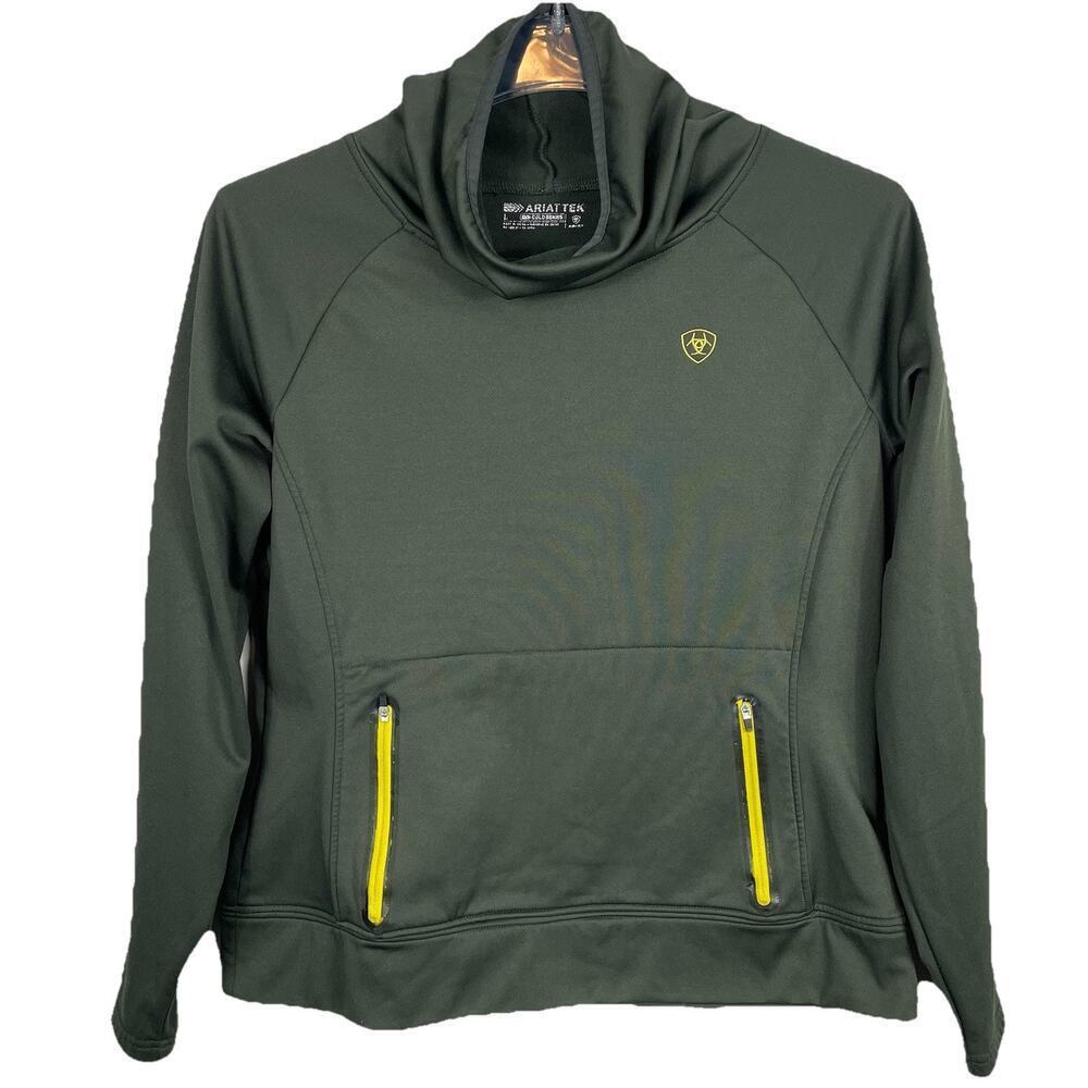 Ariat Tek Cold Series Equestrian Fleece Women Large Olive Funnel Neck Horse Girl